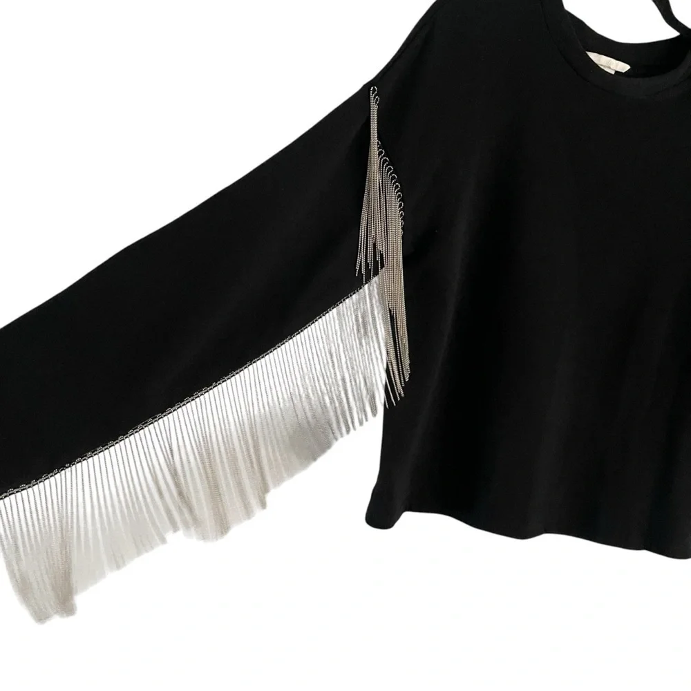 H&M Women Metallic Fringe Sweater Size XS